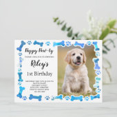 Blue Paw Prints Botten Puppy Dog Verjaardag Kaart (Staand voorkant)