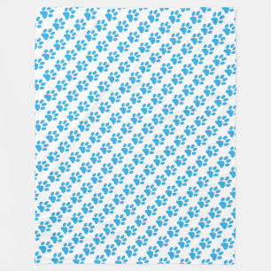 Blue Paw Prints op wit patroon Fleece Deken