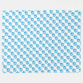 Blue Paw Prints op wit patroon Fleece Deken (Voorkant (Horizontaal))