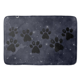 Blue Paw Stars Moon Waterverf Badmat