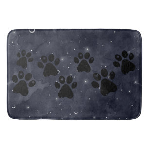 Blue Paw Stars Moon Waterverf Badmat
