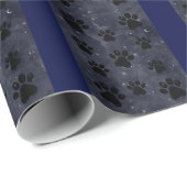 Blue Paw Stars Moon Waterverf Cadeaupapier (Rol Hoek)