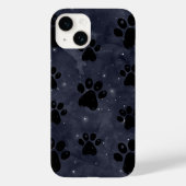 Blue Paw Stars Moon Waterverf Case-Mate iPhone Case (Achterkant)