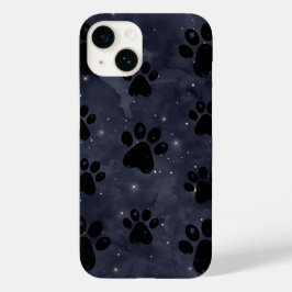 Blue Paw Stars Moon Waterverf Case-Mate iPhone 14 Hoesje
