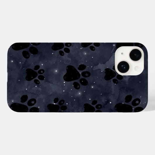Blue Paw Stars Moon Waterverf Case-Mate iPhone Case (Achterkant (horizontaal))