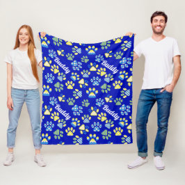 Blue Paws gepersonaliseerde hond Fleece Deken