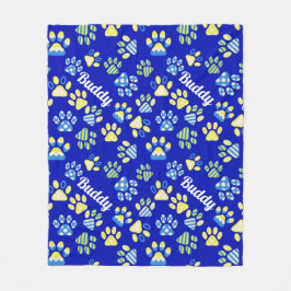 Blue Paws gepersonaliseerde hond Fleece Deken