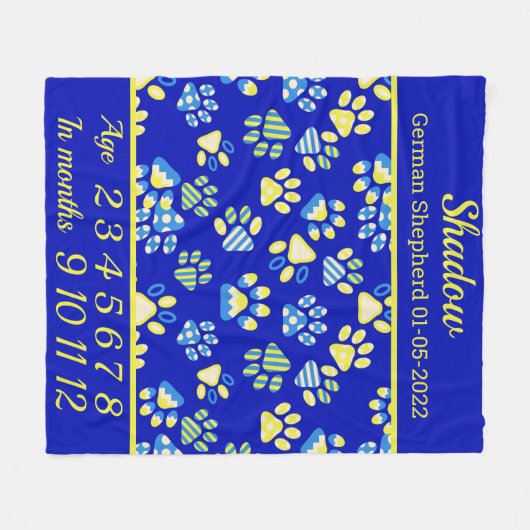 Blue Paws Milestone Deken voor huisdieren (Voorkant (Horizontaal))