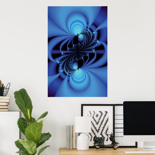 Blue Peace Fractal Poster (Thuiskantoor)