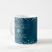 Blue Peace Joy Love Snowflake Holiday Modern Bold Koffiemok (Voorkant links)