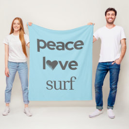 Blue Peace Love Beach - Coastal Surfer Life Cozy Fleece Deken