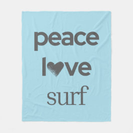Blue Peace Love Beach - Coastal Surfer Life Cozy Fleece Deken