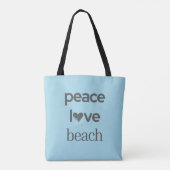 Blue Peace Love Beach Life | Graphic Motivational Tote Bag (Achterkant)