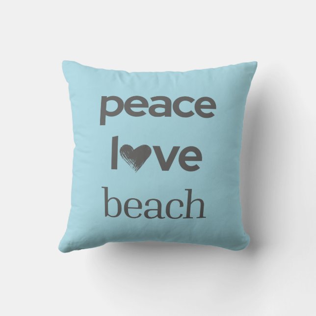Blue Peace Love Beach Reversible Coastal Decor Kussen (Achterkant)