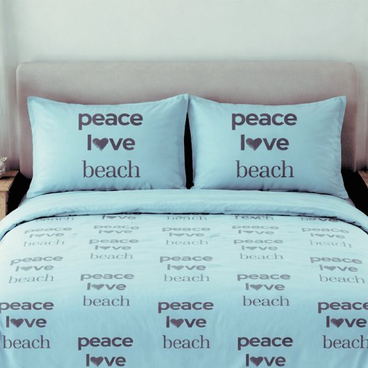 Blue Peace Love Beach Reversible Coastal Set of 2 Kussensloop