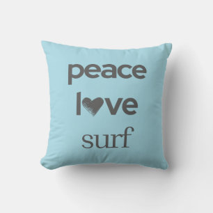 Blue Peace Love Surf   Omkeerbaar Strandhuis Kussen