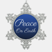 Blue Peace on Earth Sneeuwvlok Ornament (Voorkant)