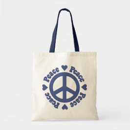 Blue Peace Sign-Canvas tas