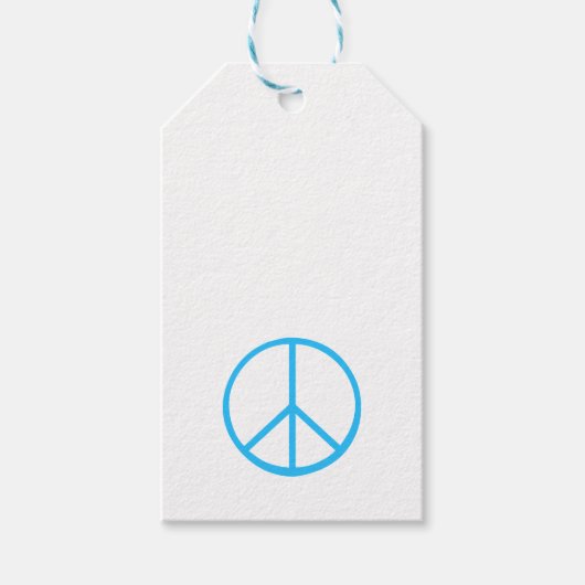 Blue Peace Sign Modern Retro Fun Cadeaulabel (Voorkant)