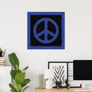 Blue Peace Sign-mozaïek Poster