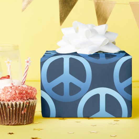 Blue Peace Sign-patroon Cadeaupapier (Verjaardagsfeest)