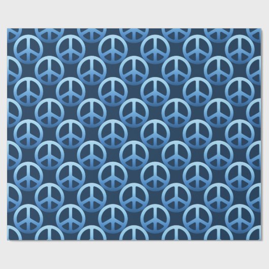 Blue Peace Sign-patroon Cadeaupapier (Vlak)
