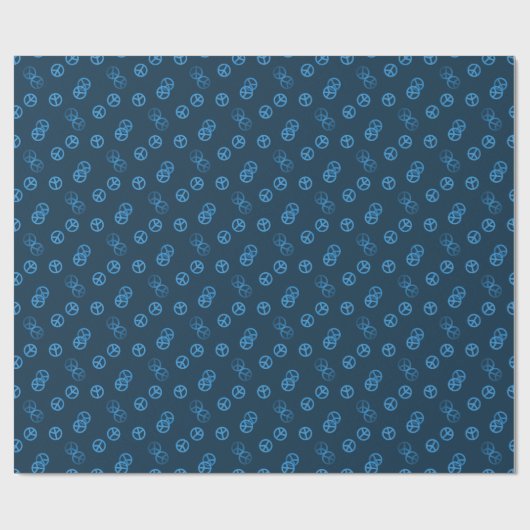 Blue Peace Sign-patroon Cadeaupapier (Vlak)