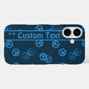 Blue Peace Sign Pattern met aangepaste tekst iPhone 16 Hoesje