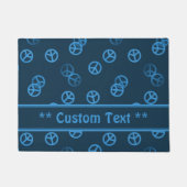 Blue Peace Sign Pattern met aangepaste tekst Deurmat (Voorkant)