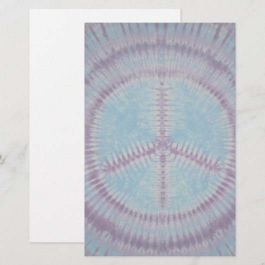 Blue Peace Sign Tie Dye Briefpapier (Voorkant / Achterkant)