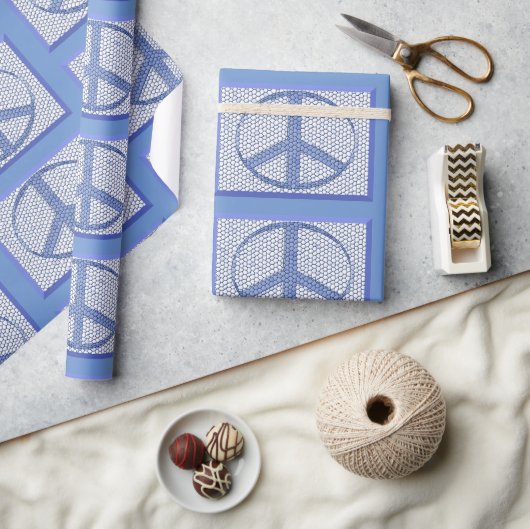 Blue Peace Signs Wrapping Paper Cadeaupapier (Crafts)