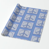 Blue Peace Signs Wrapping Paper Cadeaupapier (Uitgerold)