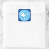 Blue Peace Symbol White Swallow Bird Olive Branch Vierkante Sticker (Tas)