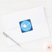 Blue Peace Symbol White Swallow Bird Olive Branch Vierkante Sticker (Envelop)