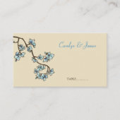 Blue Peach Blossom Chinese bruiloft Place Card Plaatskaartje (Voorkant)