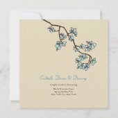 Blue Peach Blossom Sakura Asian Wedding Invite Kaart (Achterkant)