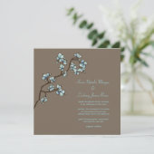 Blue Peach Blossom Sakura Asian Wedding Invite Kaart (Staand voorkant)