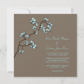 Blue Peach Blossom Sakura Asian Wedding Invite Kaart (Voorkant)