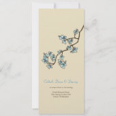 Blue Peach Blossom Sakura Asian Wedding Invite Kaart (Achterkant)
