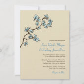 Blue Peach Blossom Sakura Asian Wedding Invite Kaart (Voorkant)