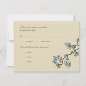 Blue Peach Blossom Sakura Asian Wedding RSVP Card (Voorkant)
