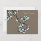 Blue Peach Blossom Sakura Asian Wedding RSVP Card Kaartje (Achterkant)