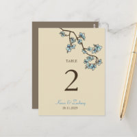 Blue Peach Blossom Weddenschappen Table Number Car