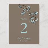 Blue Peach Blossom Weddenschappen Table Number Car Briefkaart (Voorkant)
