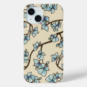 Blue Peach Cherry Blossom Elegant Sakura Floral Case-Mate iPhone Case (Achterkant)