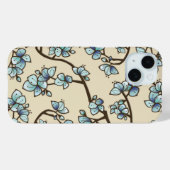 Blue Peach Cherry Blossom Elegant Sakura Floral Case-Mate iPhone Case (Achterkant (horizontaal))