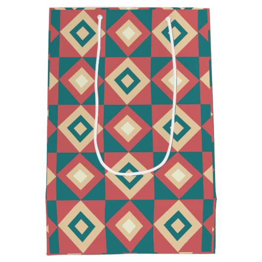 Blue Peach Diamond geometrisch Medium Cadeauzakje (Achterkant)