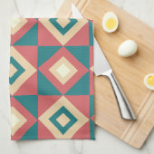 Blue Peach Diamond geometrisch Theedoek (Quarter Fold)