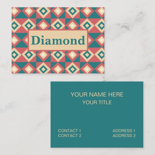 Blue Peach Diamond geometrisch Visitekaartje (Voorkant / Achterkant)