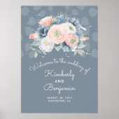Blue Peach en Dusty Roos Weddenschap Welkomstteken Poster (Voorkant)